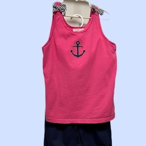 Janie and Jack pink and navy sailor set